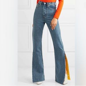 New SOLACE London Hettie High Rise Flared Jeans Mid Denim Size 0 $360